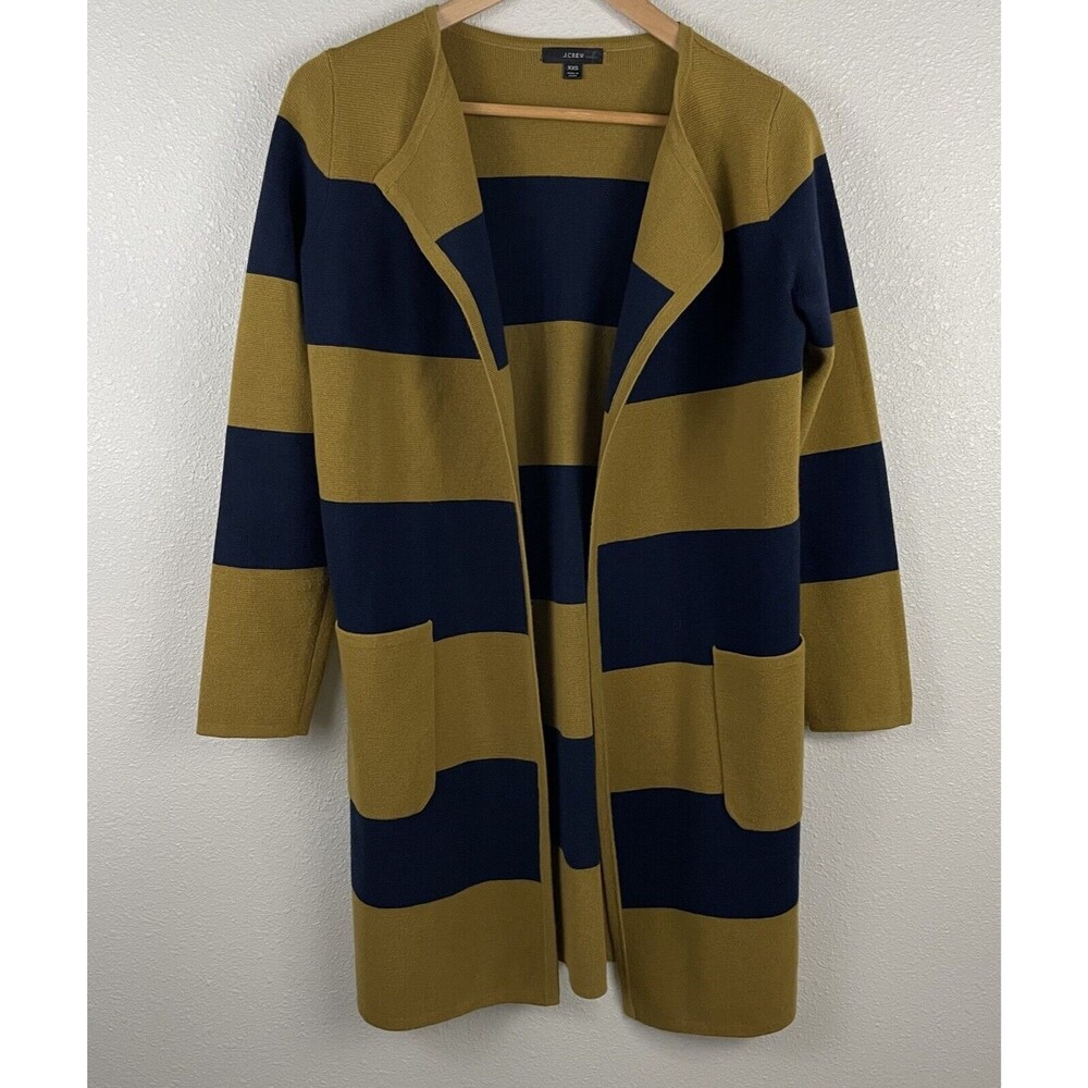J Crew XXS Juliette Collarless Sweater Blazer In Rugby Stripe Merino Wool Blend